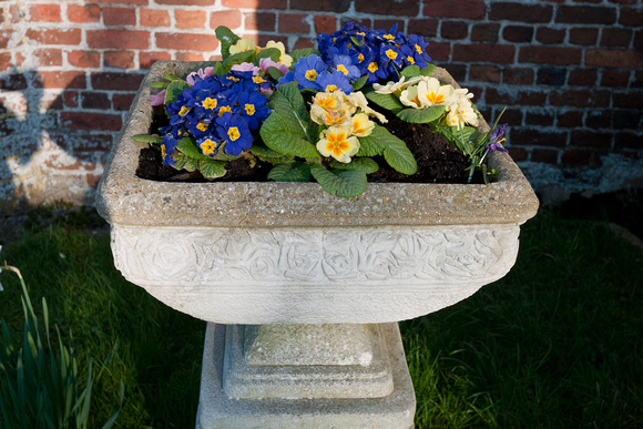 Flower display outside church